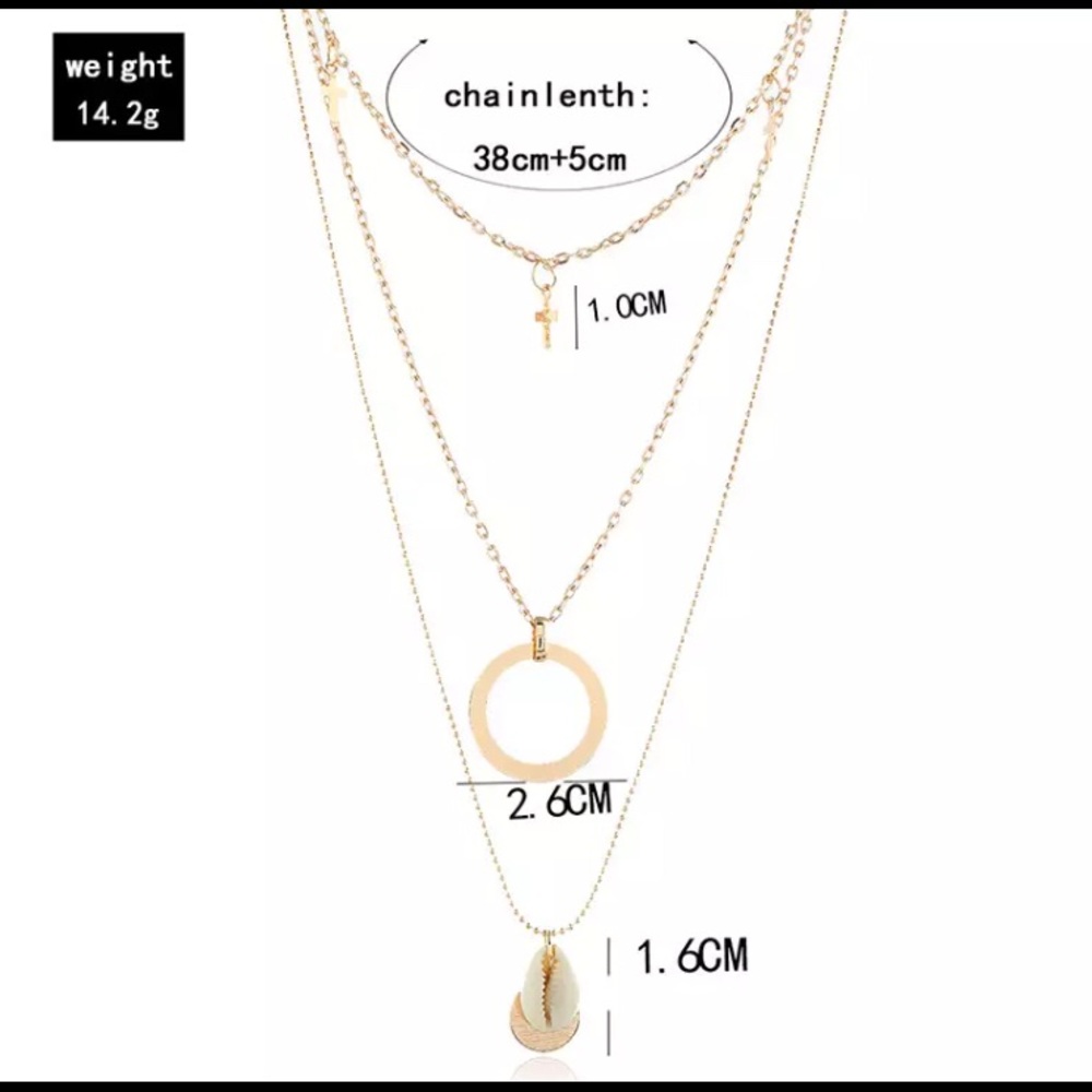 Gold Layered Cross Shell Circle Pendant Necklace - Picture 6 of 8